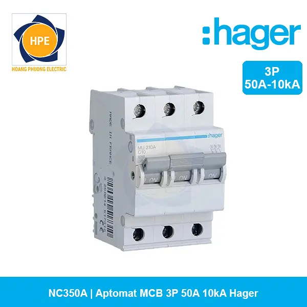 NC350A - Aptomat MCB 3P 50A 10kA Hager