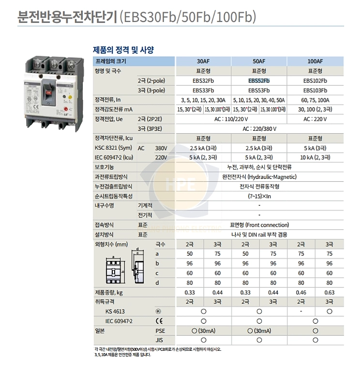 Thông số EBE102Fb