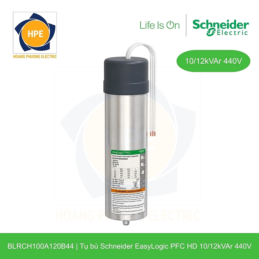 Tụ bù Schneider BLRCH100A120B44 10/12kVAr 440V