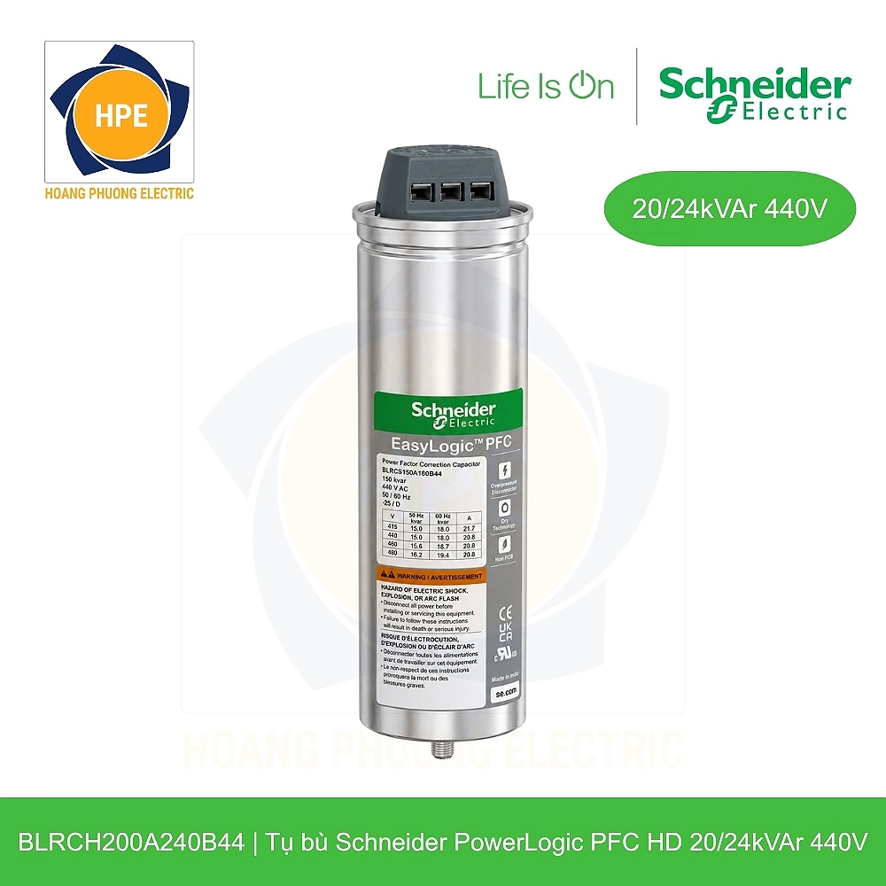 Tụ bù Schneider BLRCH200A240B44 20/24kVAr 440V
