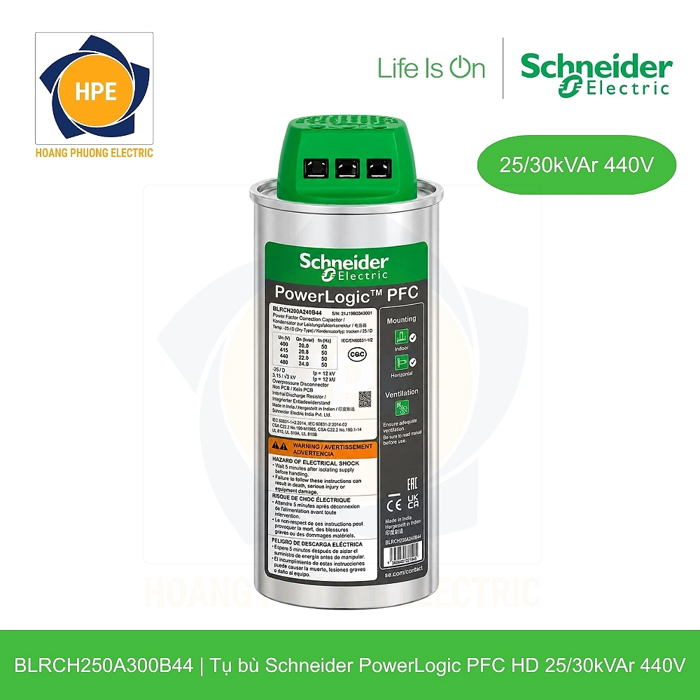 Tụ bù Schneider BLRCH250A300B44 25/30kVAr 440V