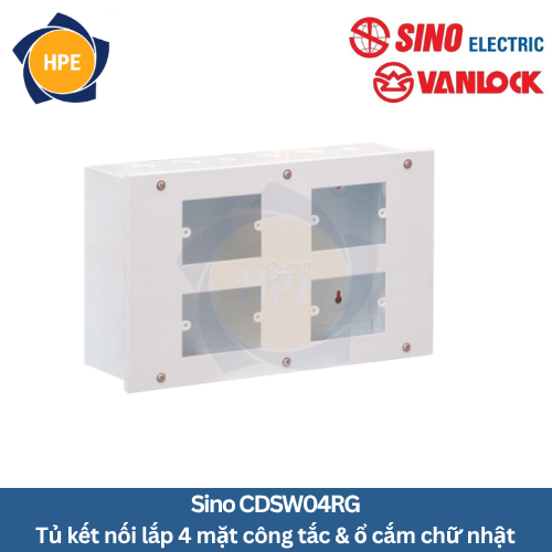 Tủ điện kết nối lắp 4 mặt công tắc ổ cắm chữ nhật CDSW04RG Sino