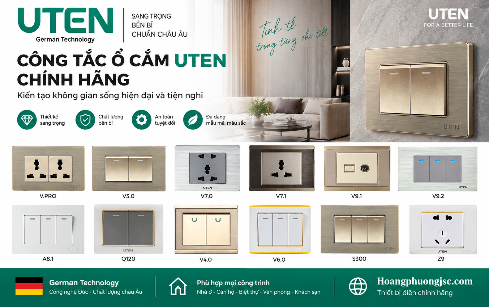 Công tắc ổ cắm UTEN chính hãng