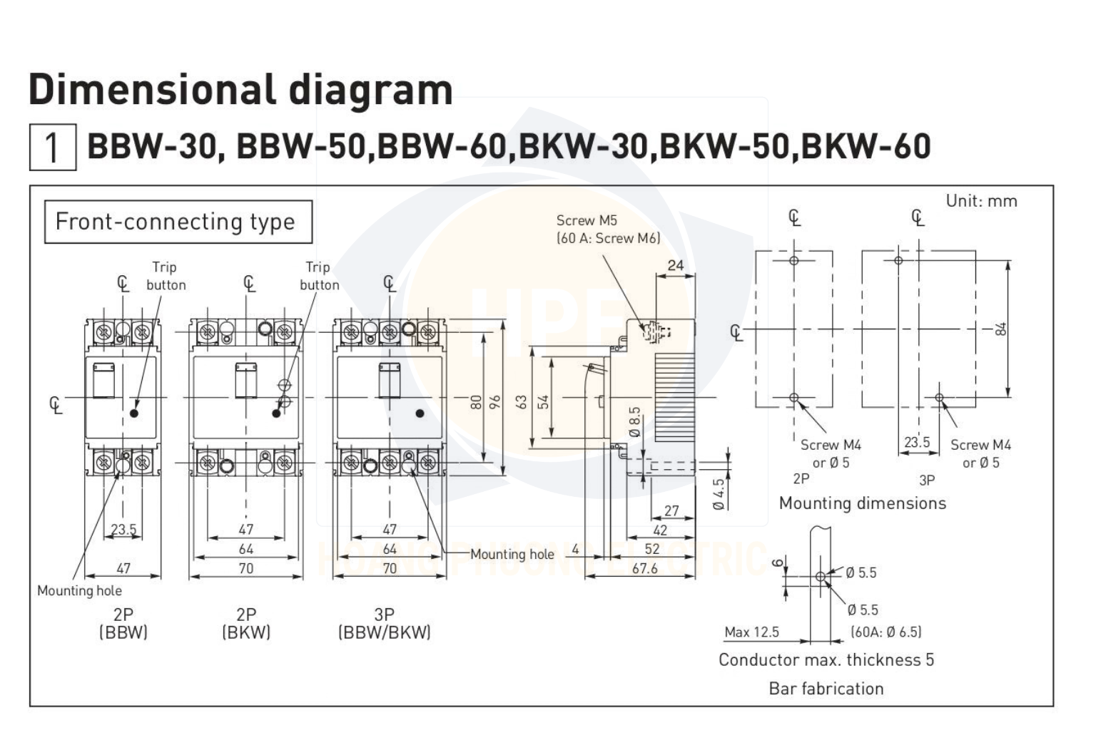 BBSF34160CFCV | Aptomat MCCB 3P 160A 35kA 250AF Panasonic