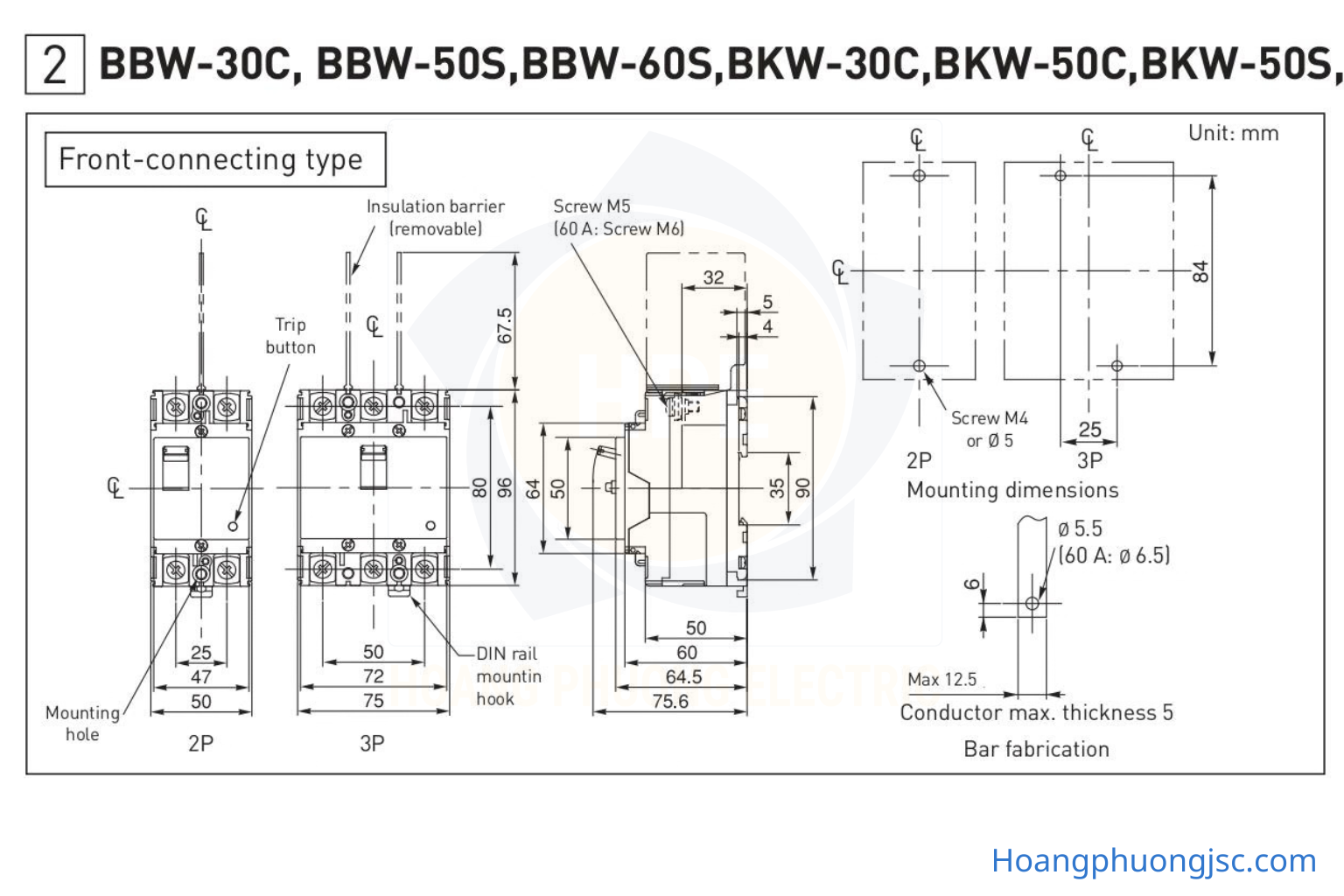 BBSF34160CFCV | Aptomat MCCB 3P 160A 35kA 250AF Panasonic