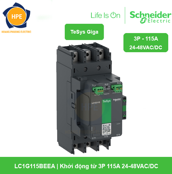 LC1G115BEEA Schneider - Khởi động từ 3P 115A 28-48VAC/DC