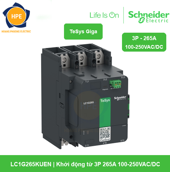 LC1G265KUEN Schneider - Khởi động từ 3P 265A 100-250VAC/DC