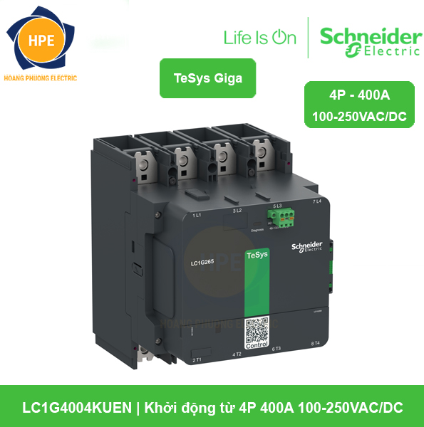 LC1G4004KUEN Schneider - Khởi động từ 4P 400A 100-250VAC/DC