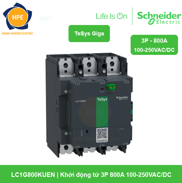 LC1G800KUEN Schneider - Khởi động từ 3P 800A 100-250VAC/DC
