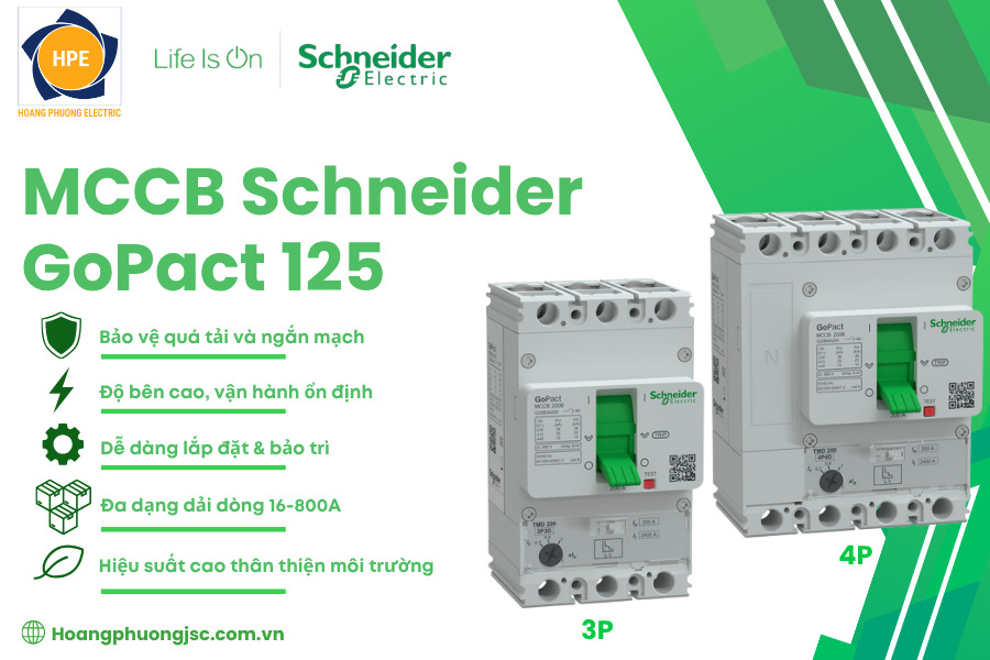 Aptomat khối MCCB 3P 16A 10kA  Schneider | Gopact G12E3A16