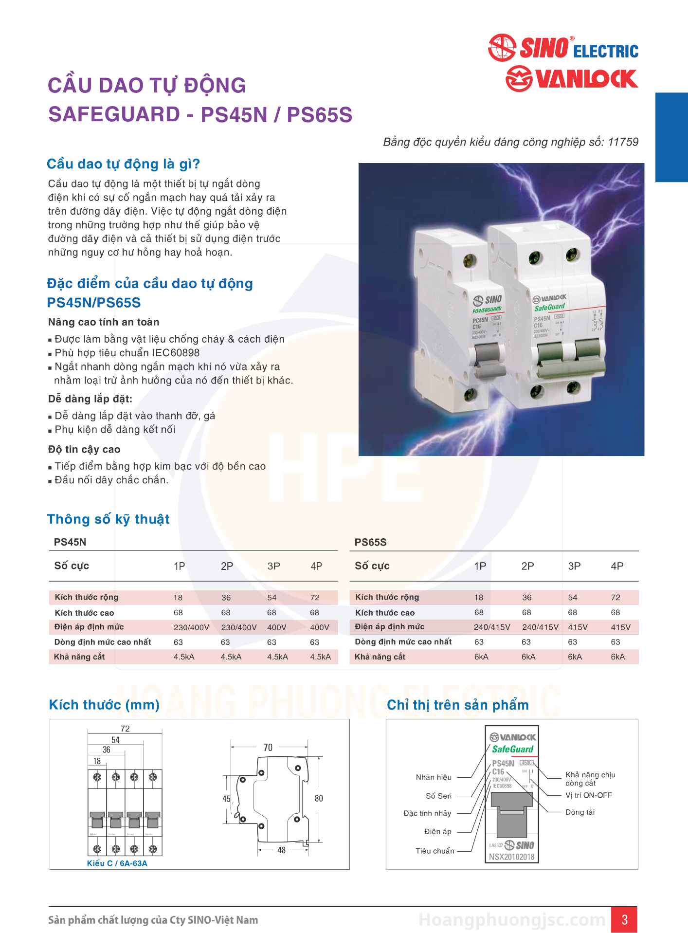 PS45N/C1006 | Aptomat MCB 1P 6A 4.5kA Vanlock