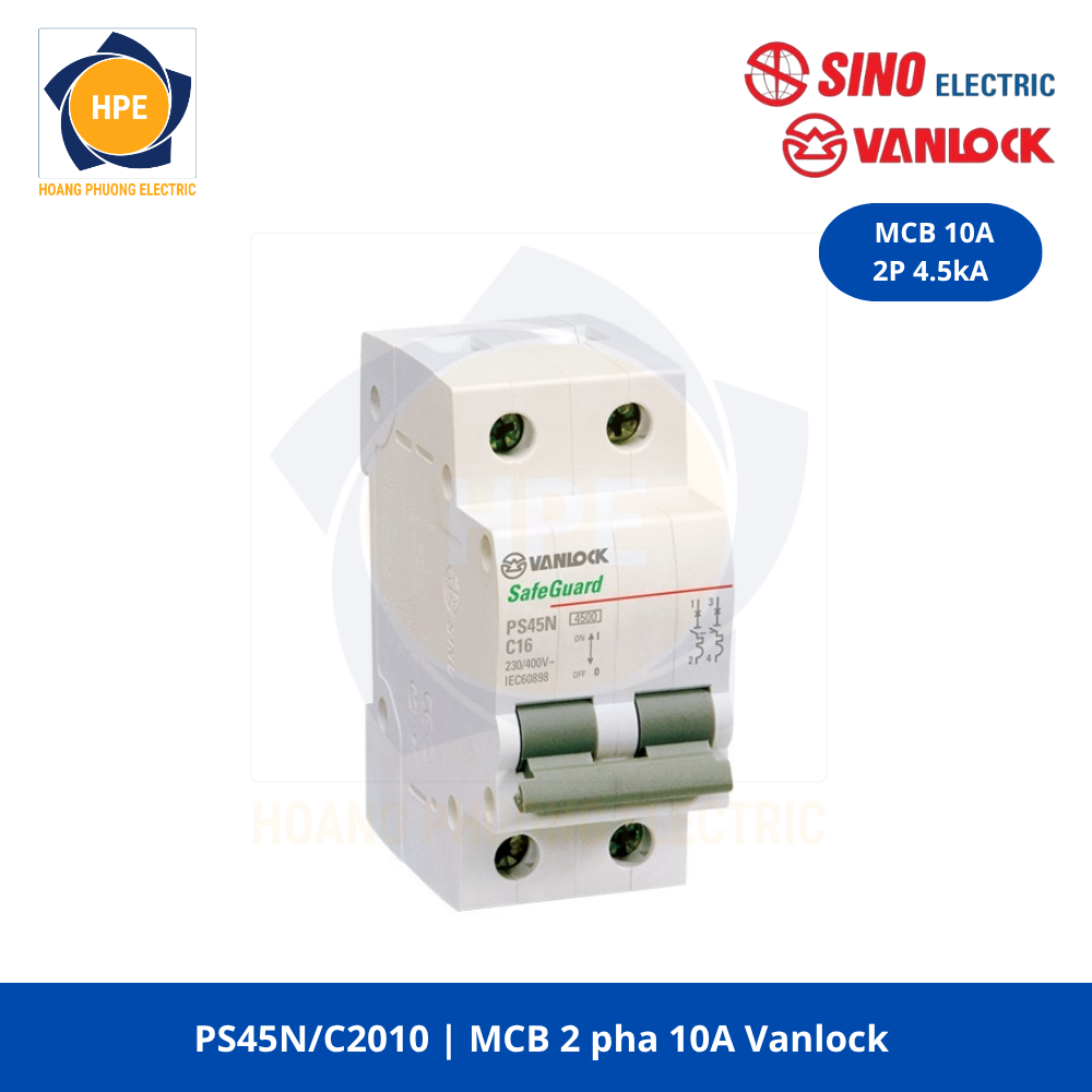 PS45N/C2010 MCB 2P 10A Vanlock