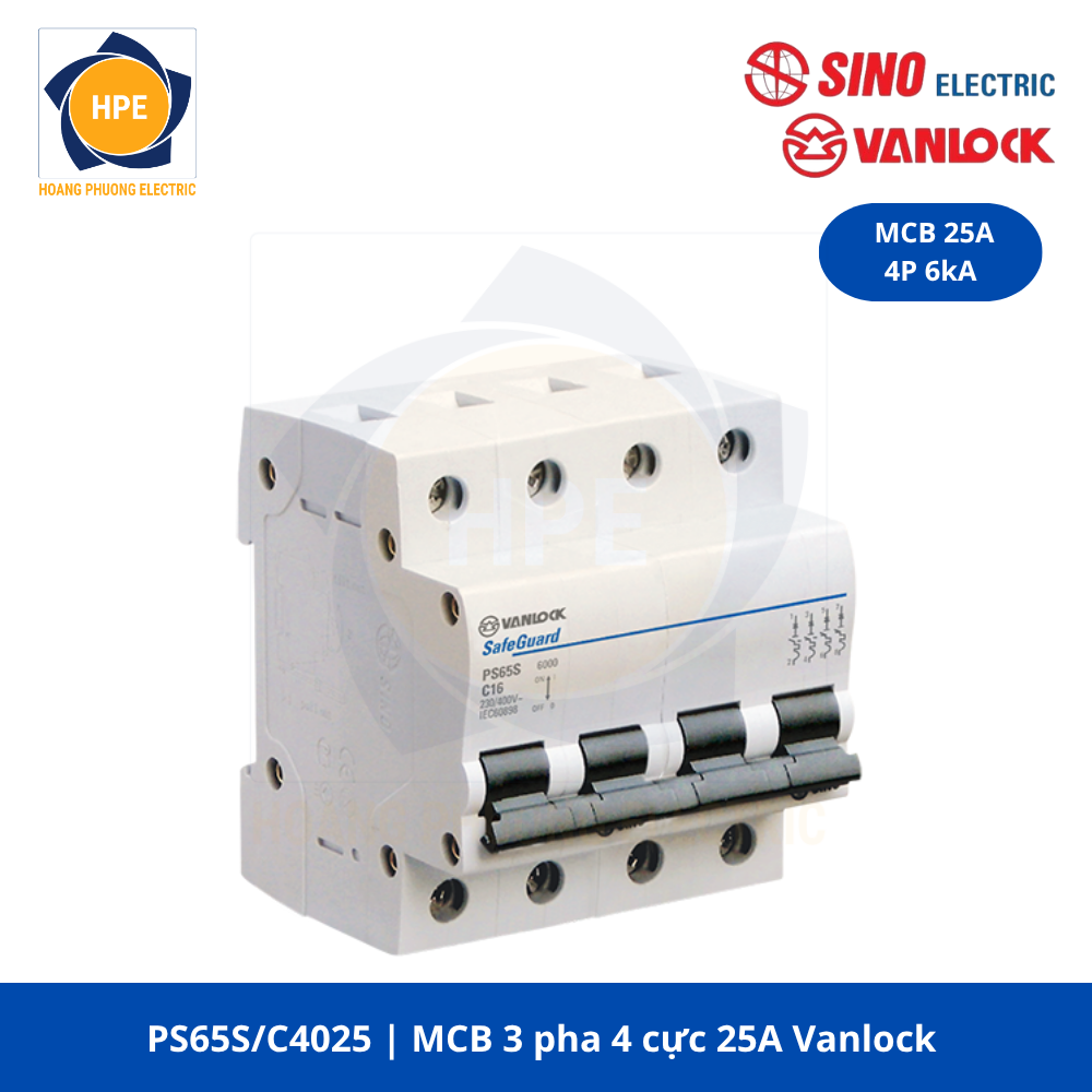 PS65S/C4025 MCB 4P 25A Vanlock
