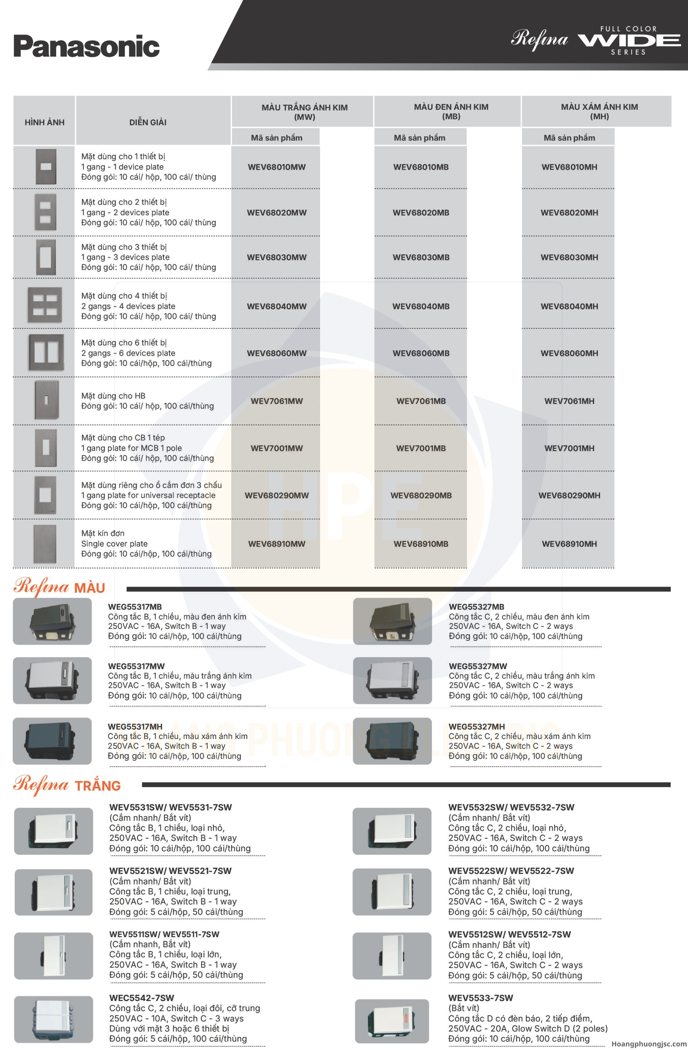 Công tắc ổ cắm Refina Panasonic