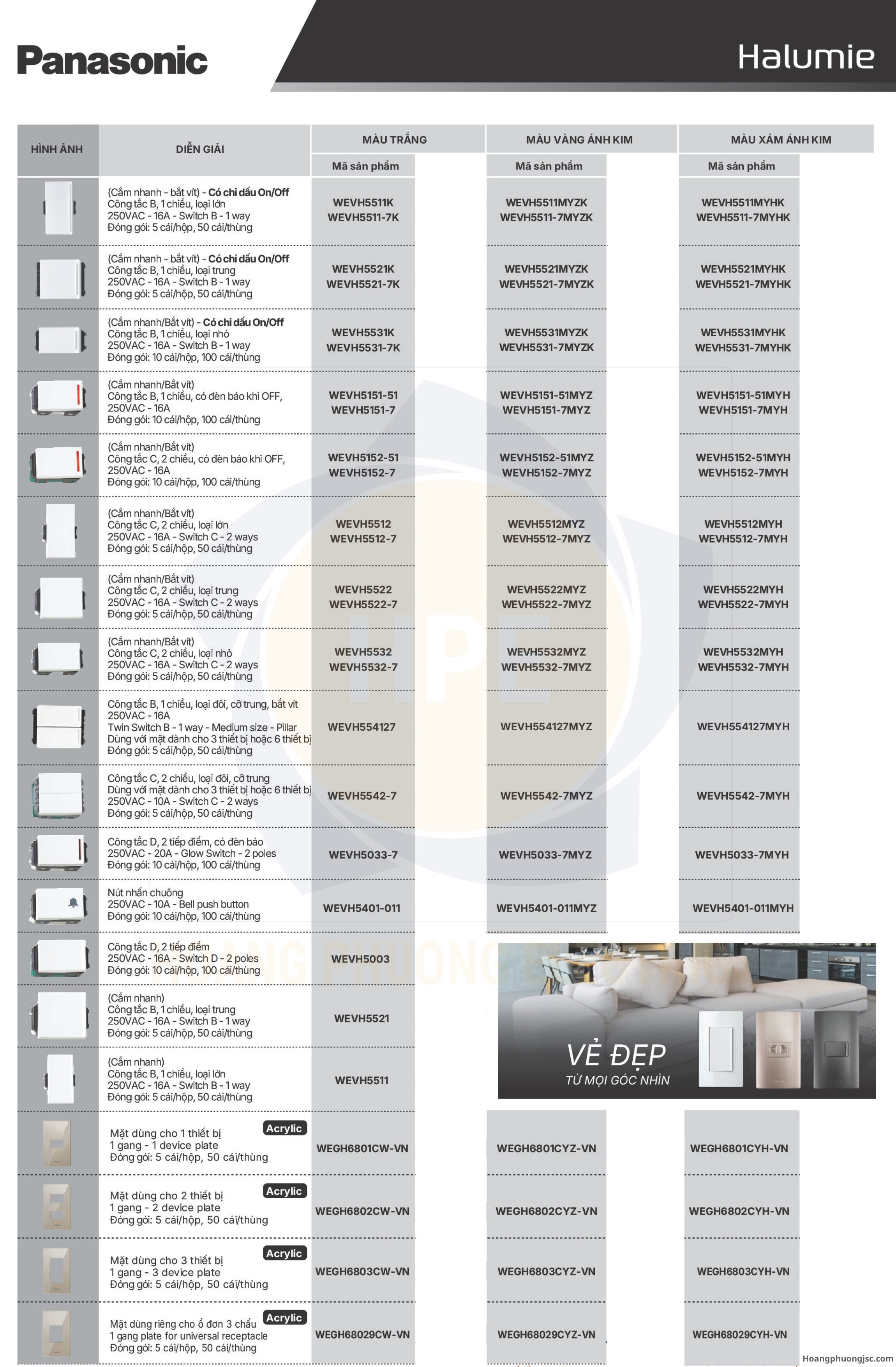 Công tắc ổ cắm Halumie Panasonic
