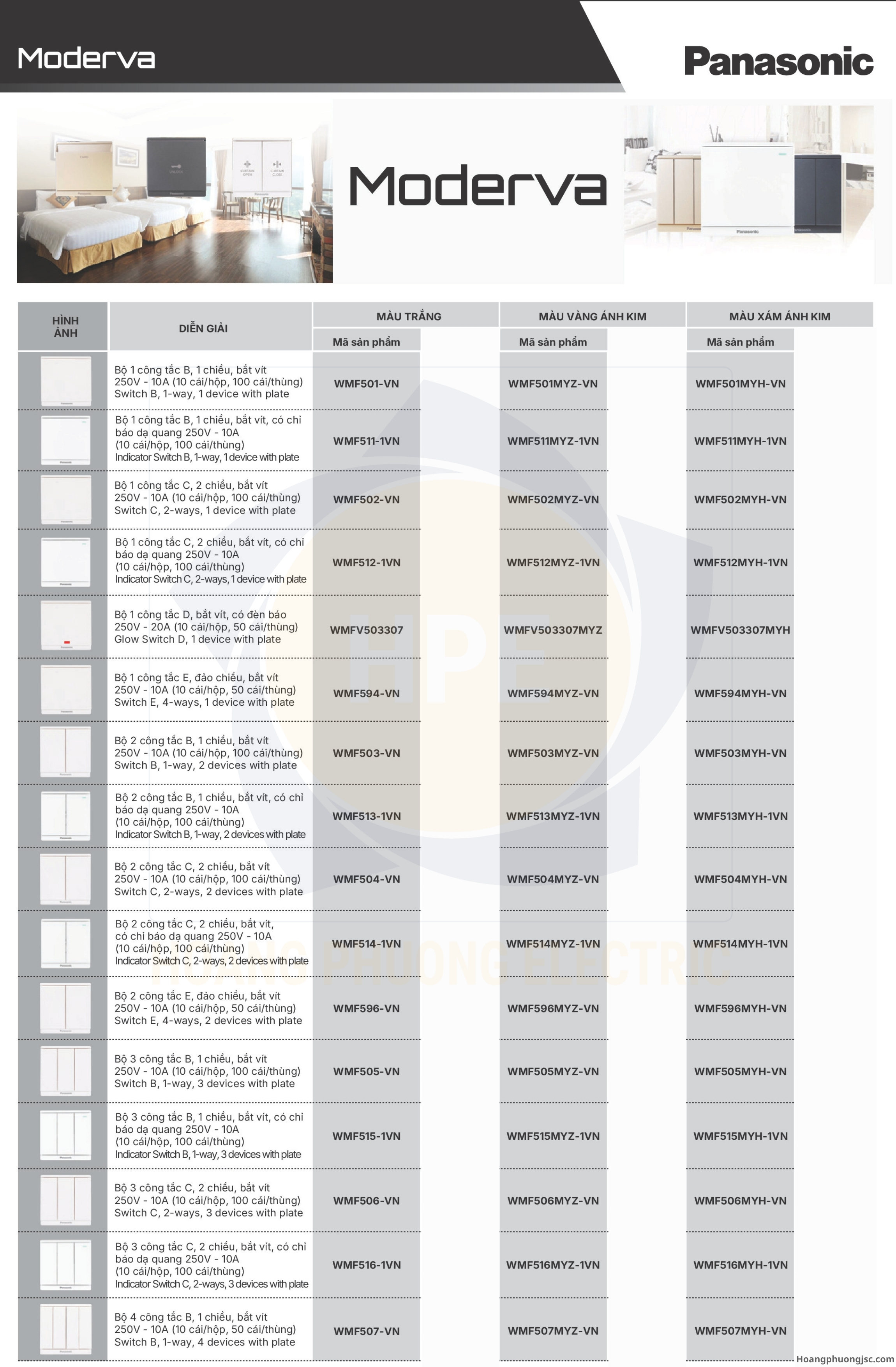 Công tắc ổ cắm Moderva Panasonic