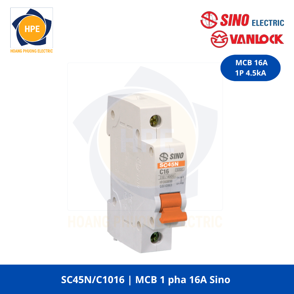SC45N/1016 MCB 1P 16A 4.5kA Sino