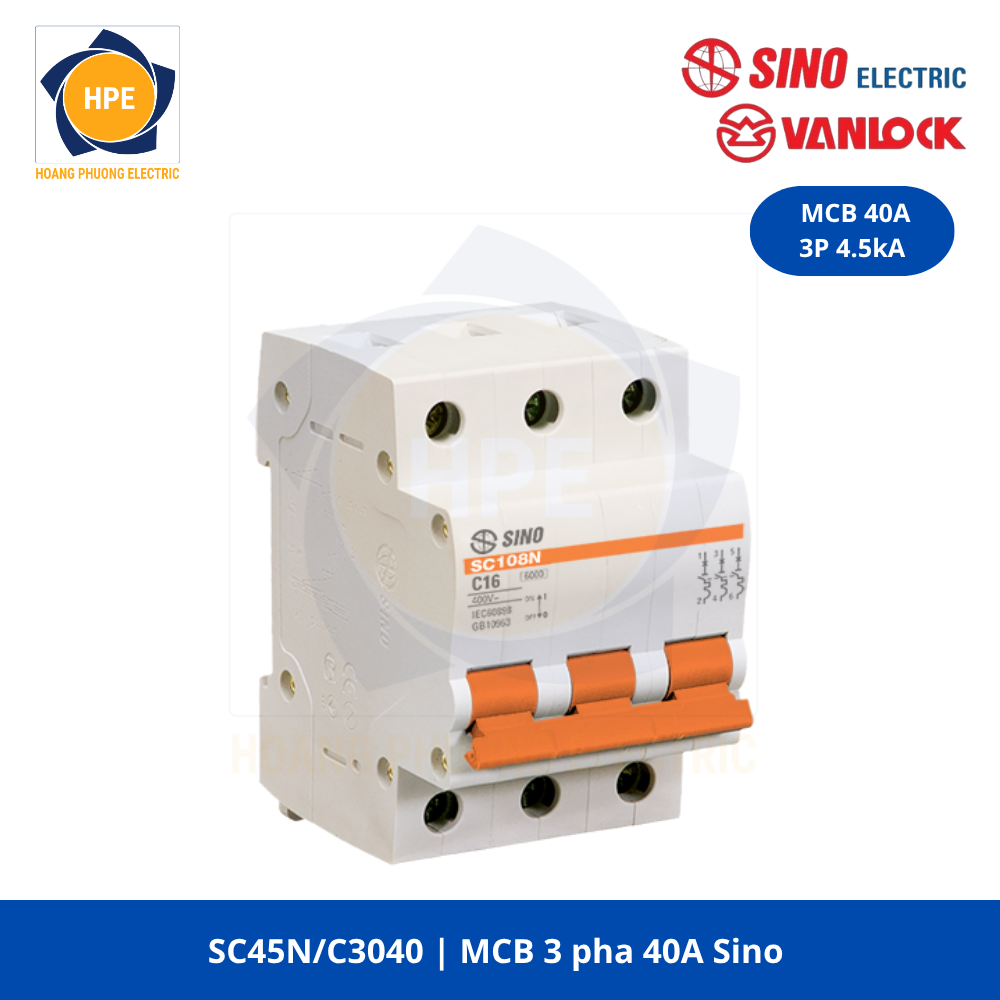 SC45N/3040 MCB 3P 40A 4.5kA Sino