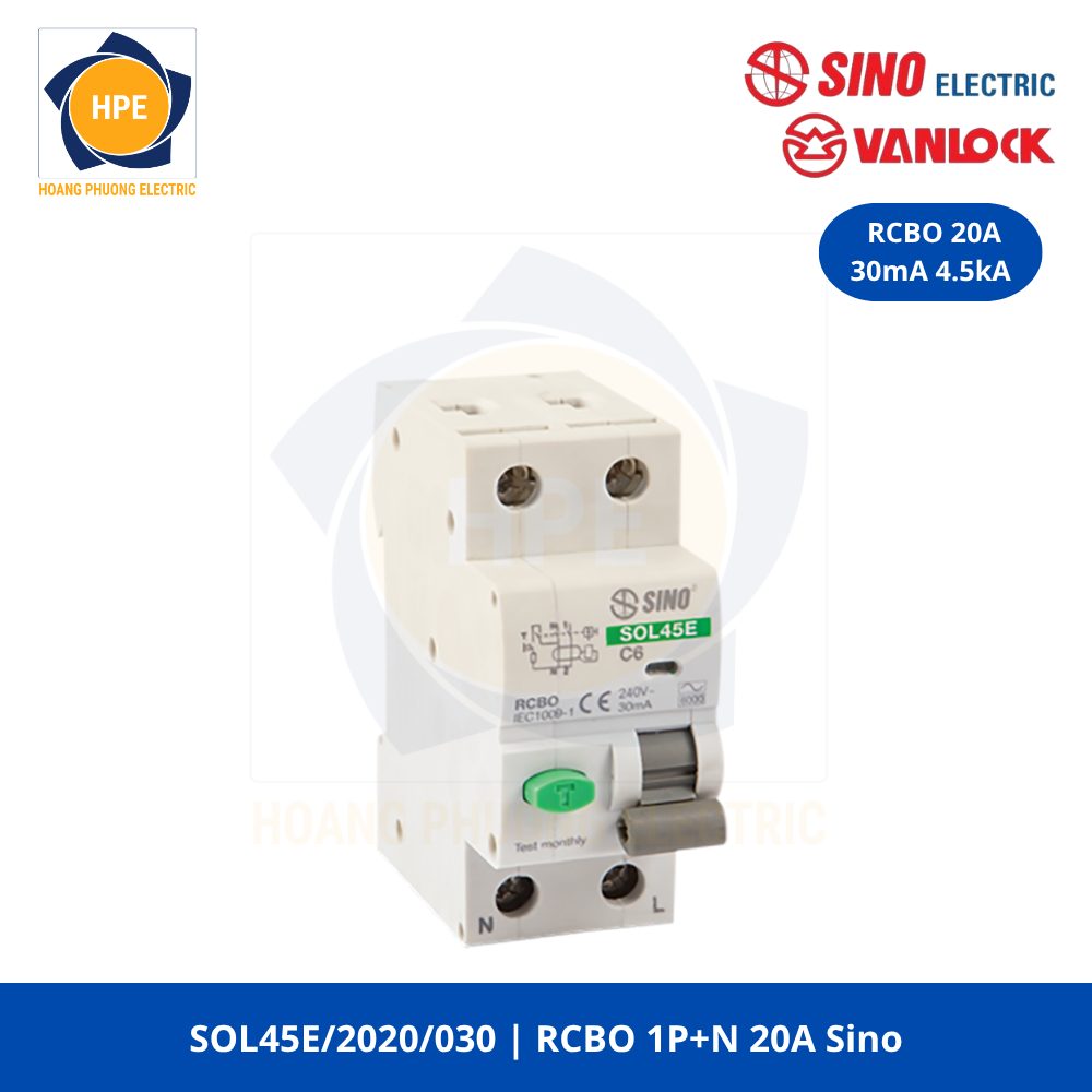SOL45E/2020/030 RCBO Sino 20A 30mA