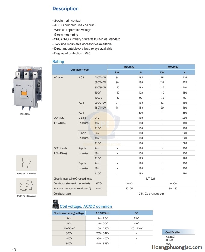 Thông số MC 185a