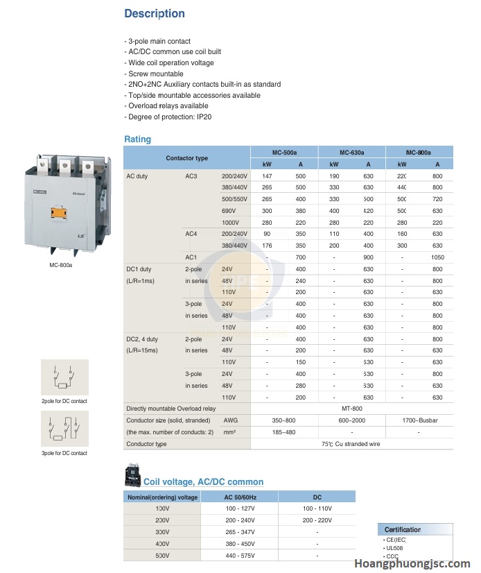 Thông số MC 500a