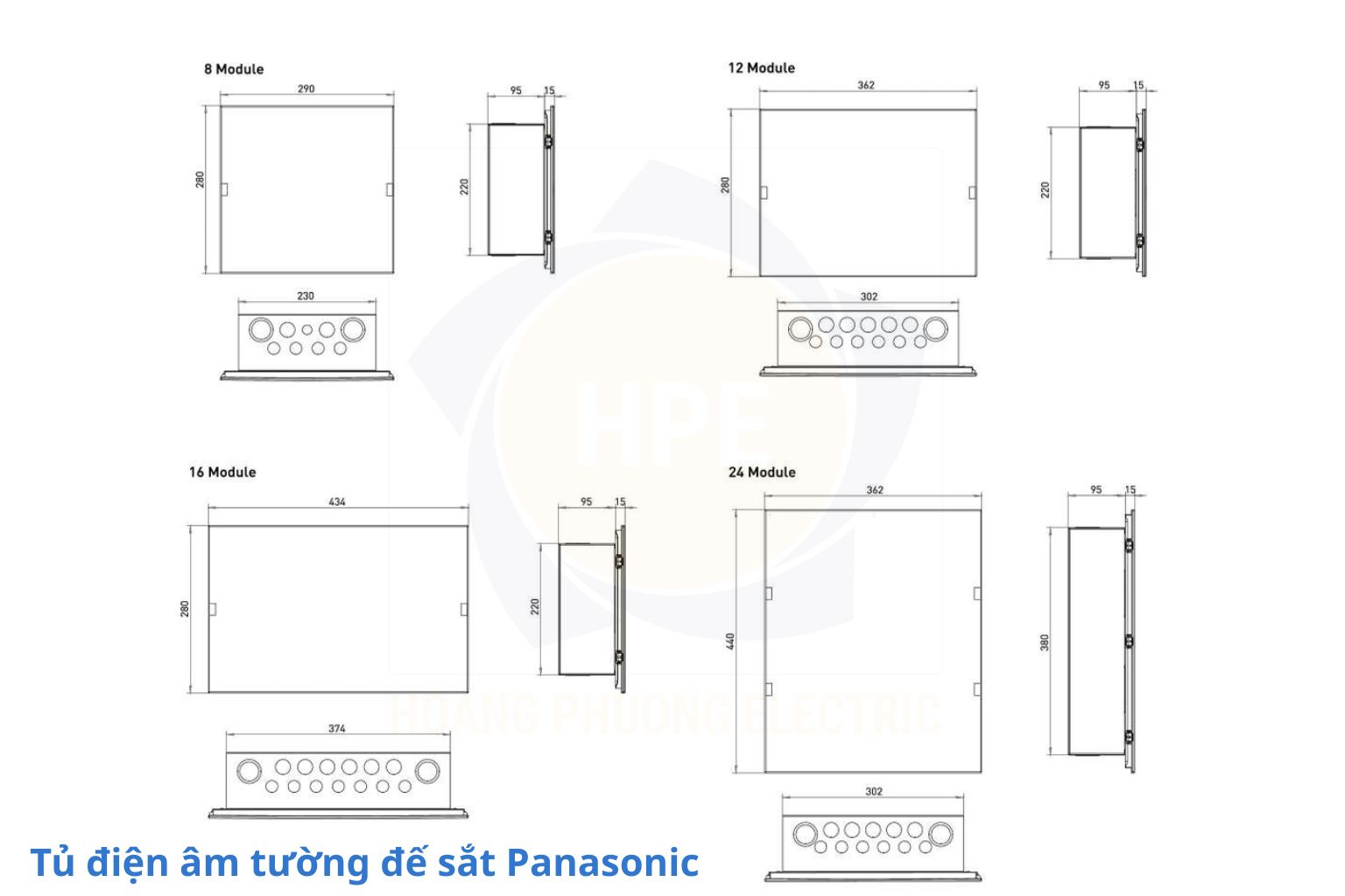 Tủ điện âm tường đế sắt Panasonic