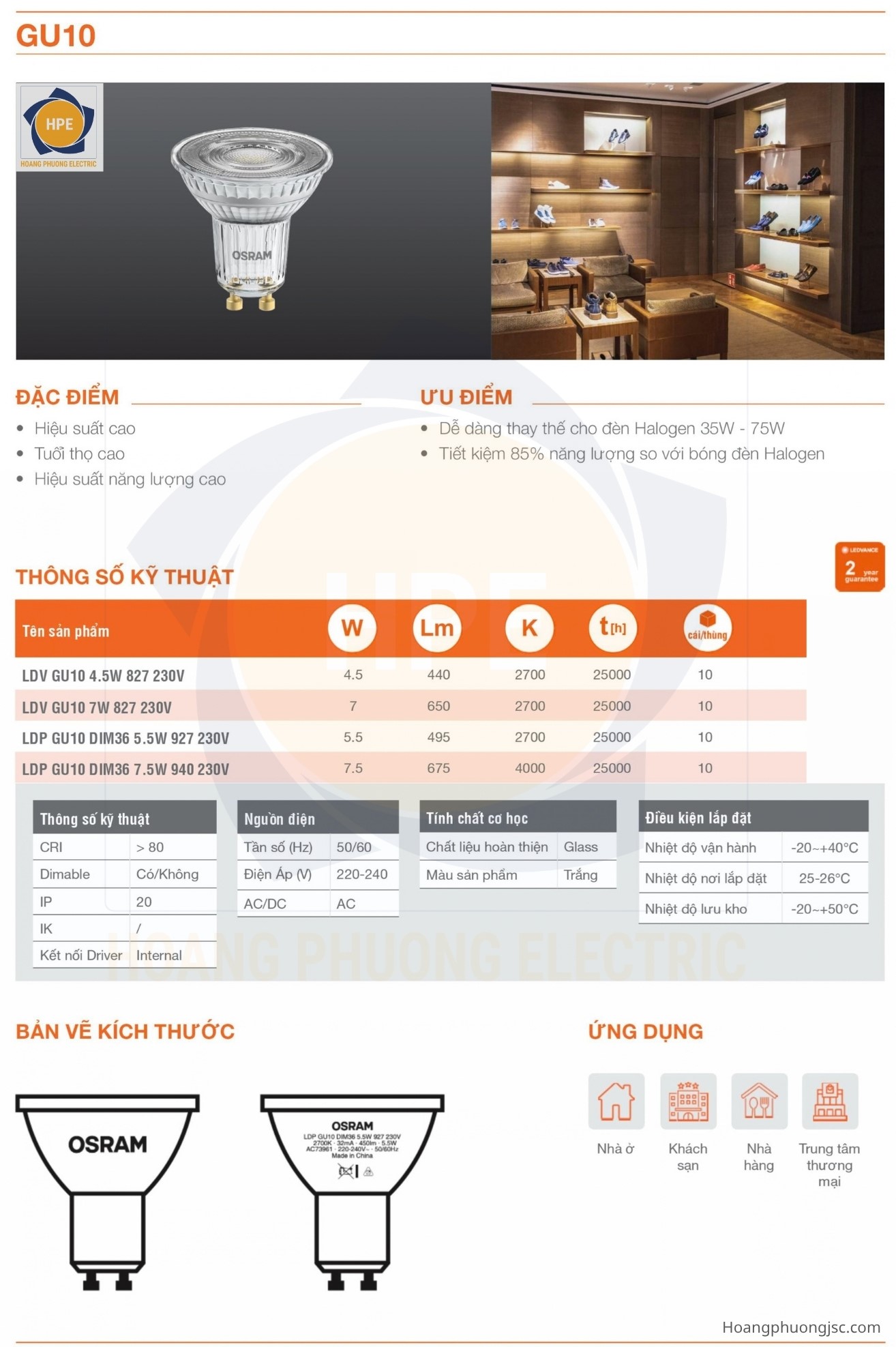 Bóng đèn LED GU10 Osram