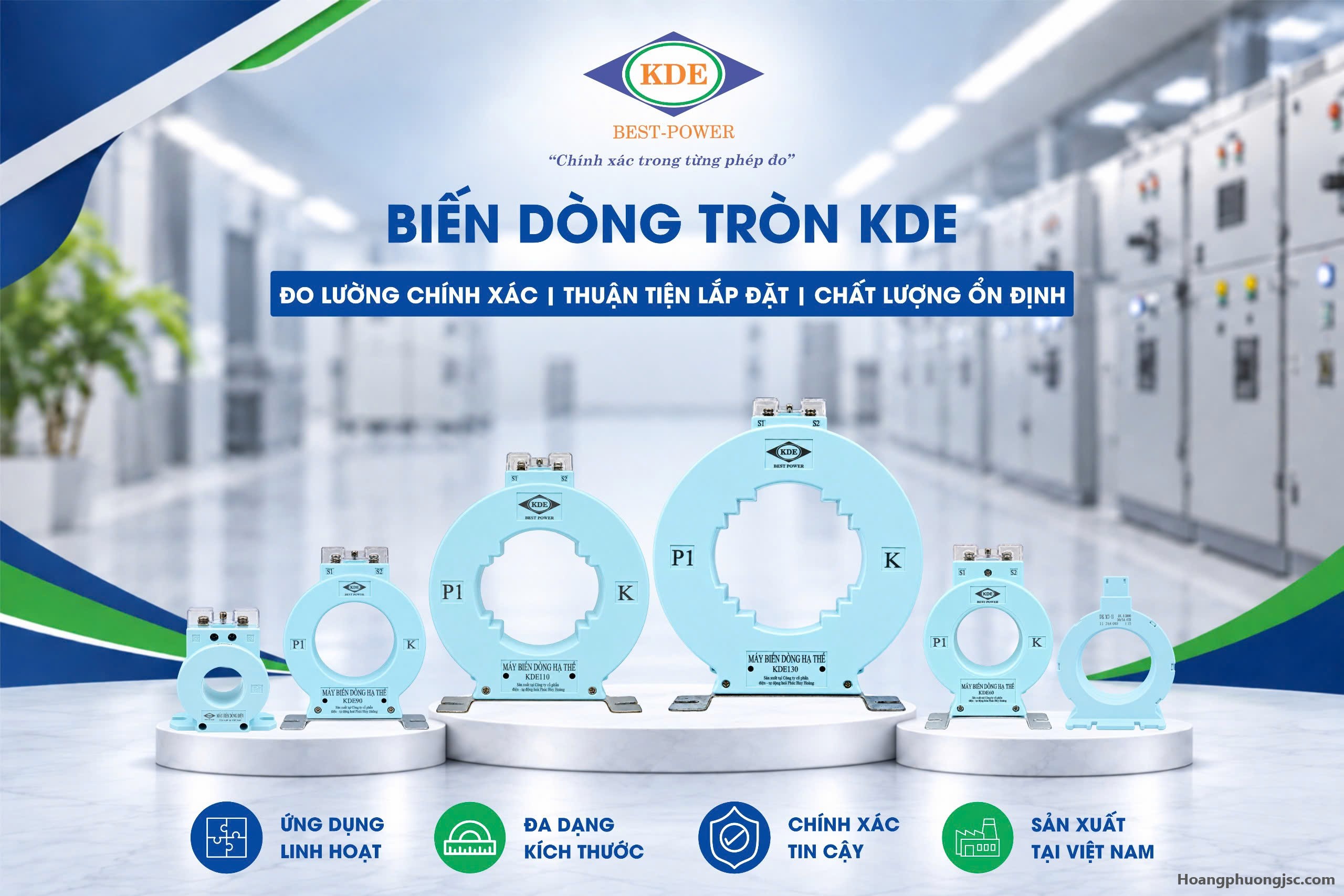 Tìm hiểu biến dòng KDE35, KDE60, KDE90, KDE110, KDE130 và ZCT KDE-70. Đa dạng tỷ số CT 50/5A đến 5000/5A, sản xuất tại Việt Nam.