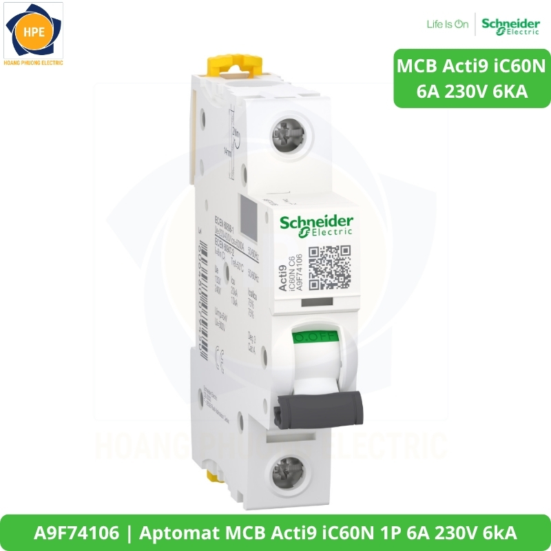 A9F74106 Aptomat MCB Acti9 iC60N 1P 6A 230V 6kA