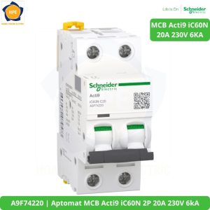 A9F74220 Aptomat MCB Acti9 iC60N 2P 20A 230V 6kA