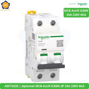 A9F74225 Aptomat MCB Acti9 iC60N 2P 25A 230V 6kA