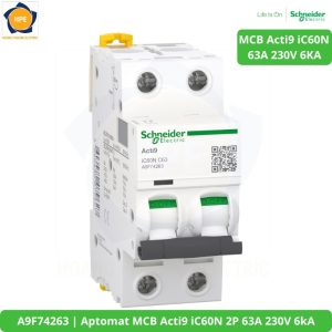A9F74263 Aptomat MCB Acti9 iC60N 2P 63A 230V 6kA