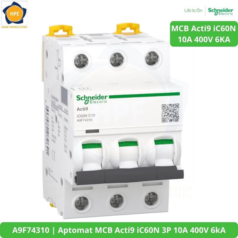 A9F74310 Aptomat MCB Acti9 iC60N 3P 10A 400V 6kA