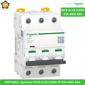 A9F74363 Aptomat MCB Acti9 iC60N 3P 63A 400V 6kA