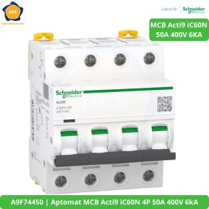 A9F74450 Aptomat MCB Acti9 iC60N 4P 50A 400V 6kA