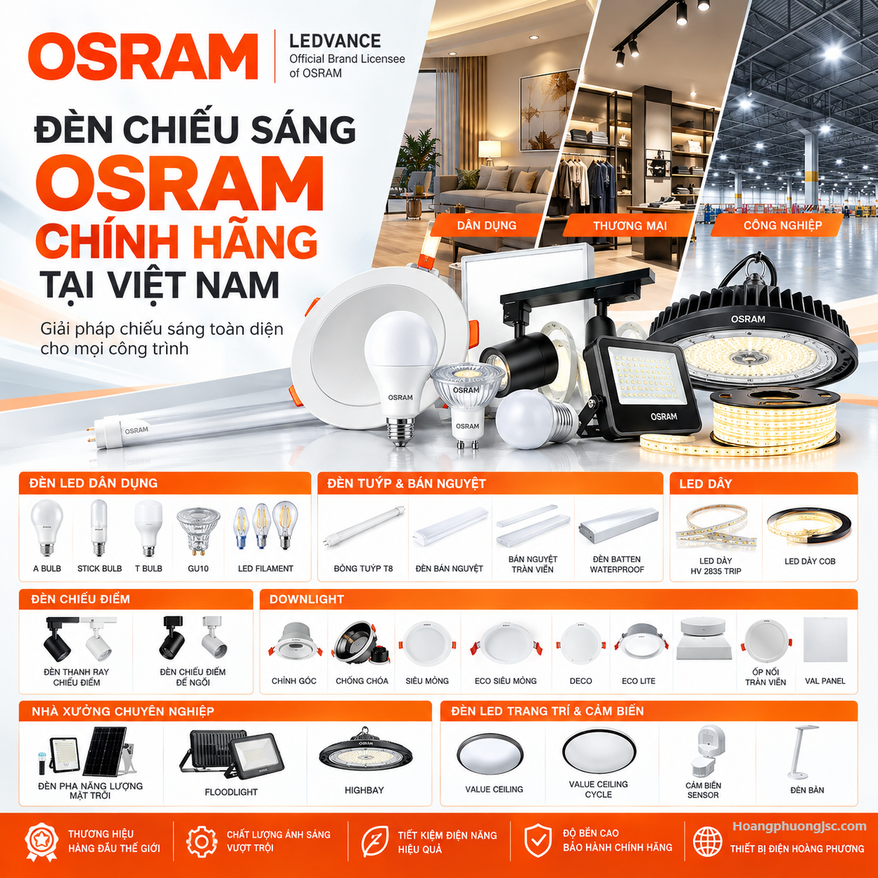 Đèn chiếu sáng Osram chính hãng tại Việt Nam