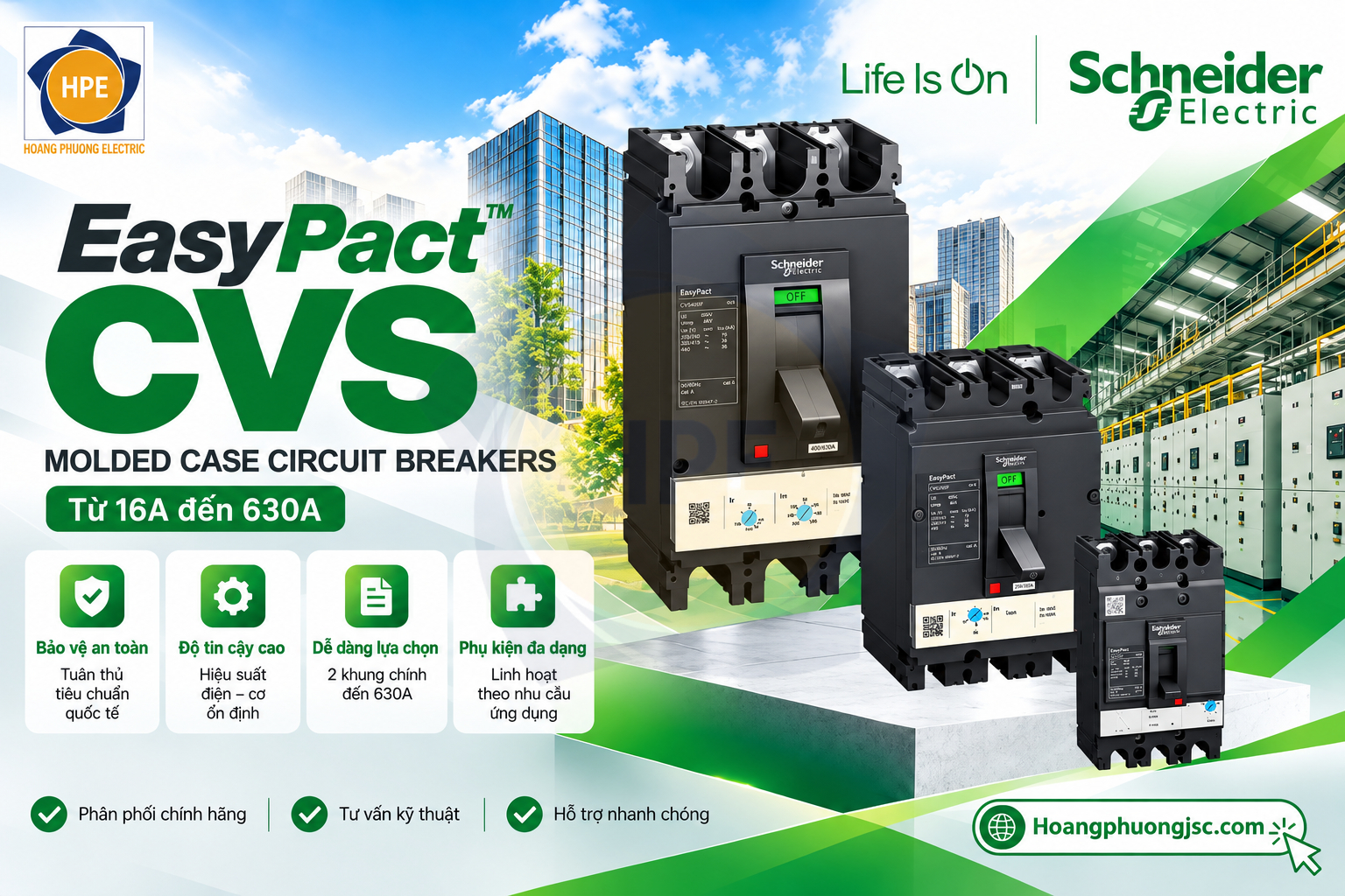 CVS100B LV510300 | Aptomat MCCB 3P 16A 25kA Schneider