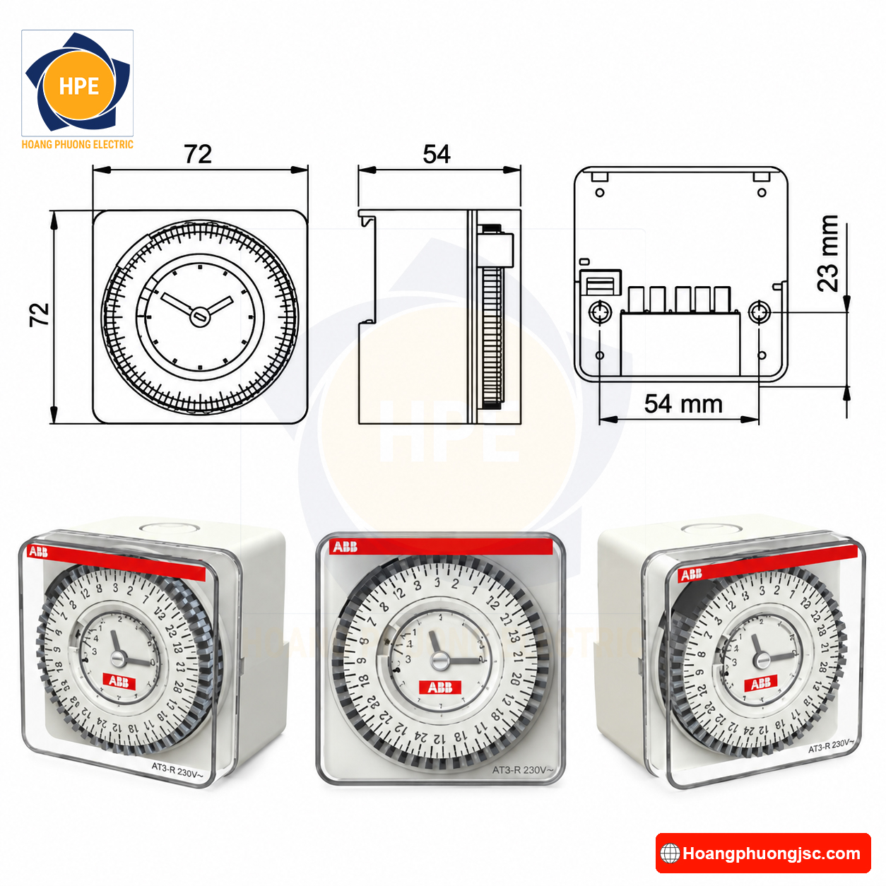 kích thước Đồng hồ Timer 24h
